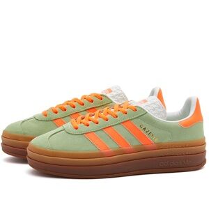 💚🧡NEW ADIDAS GAZELLE BOLD W Semi Green Spark, Screaming Orange & Core White